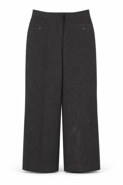 Bonmarché Womens Brown Striped Cropped Trousers Size 12 L25 in - Elastic Waist