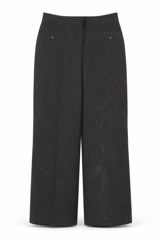 Bonmarché Womens Brown Striped Cropped Trousers Size 12 L25 in - Elastic Waist