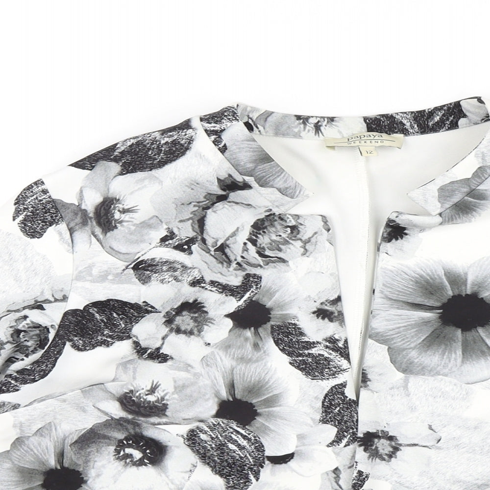 Papaya Womens White Floral  Jacket  Size 12