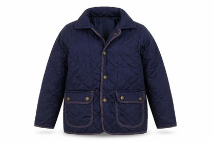Front view of Souls Glory boys’ blue puffer jacket jacket, size 7-8, years