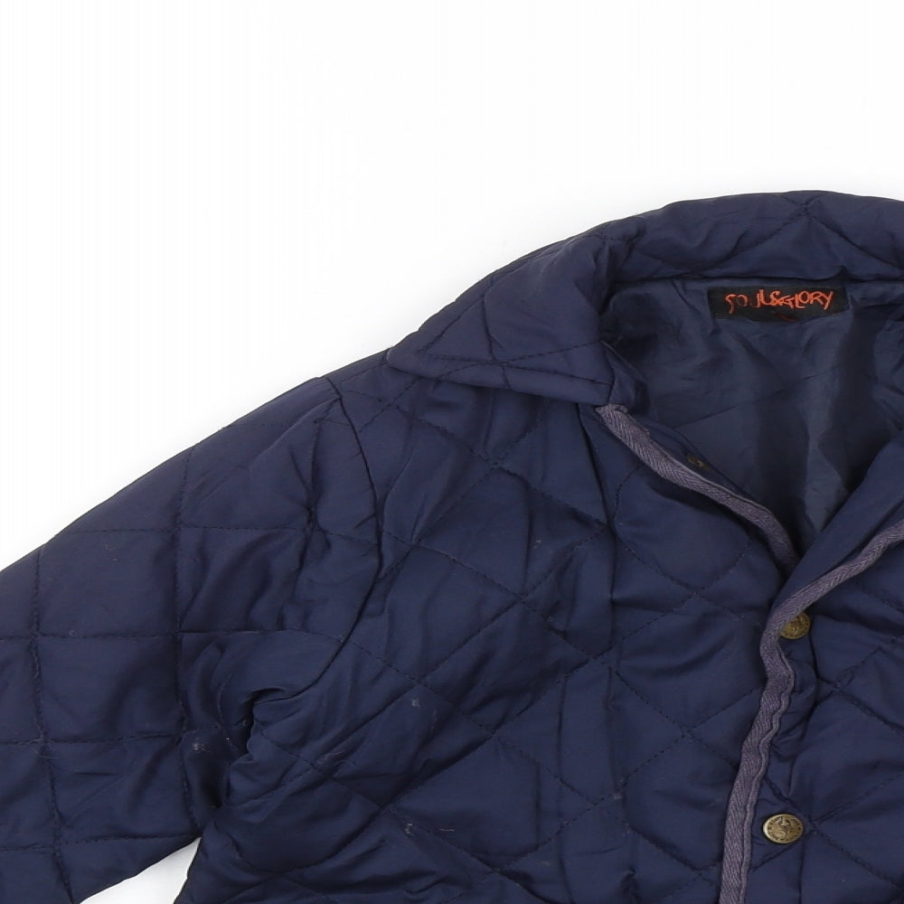 Close-up detail of Souls Glory boys’ blue puffer jacket jacket, size 7-8, years