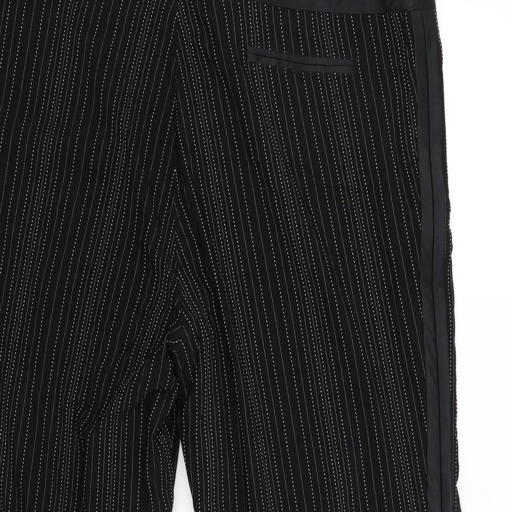 elam Womens Black Striped  Trousers  Size 42 L22 in