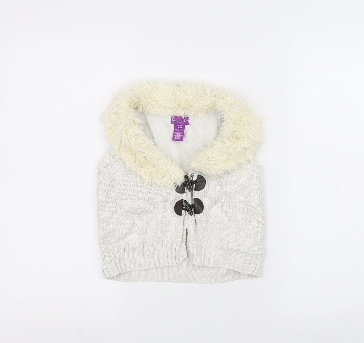 Additional front view of Shrinking Violet girls’ white jacket coatigan, size 2-3, years