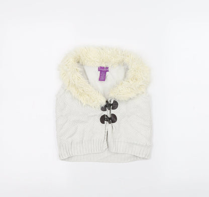 Additional front view of Shrinking Violet girls’ white jacket coatigan, size 2-3, years