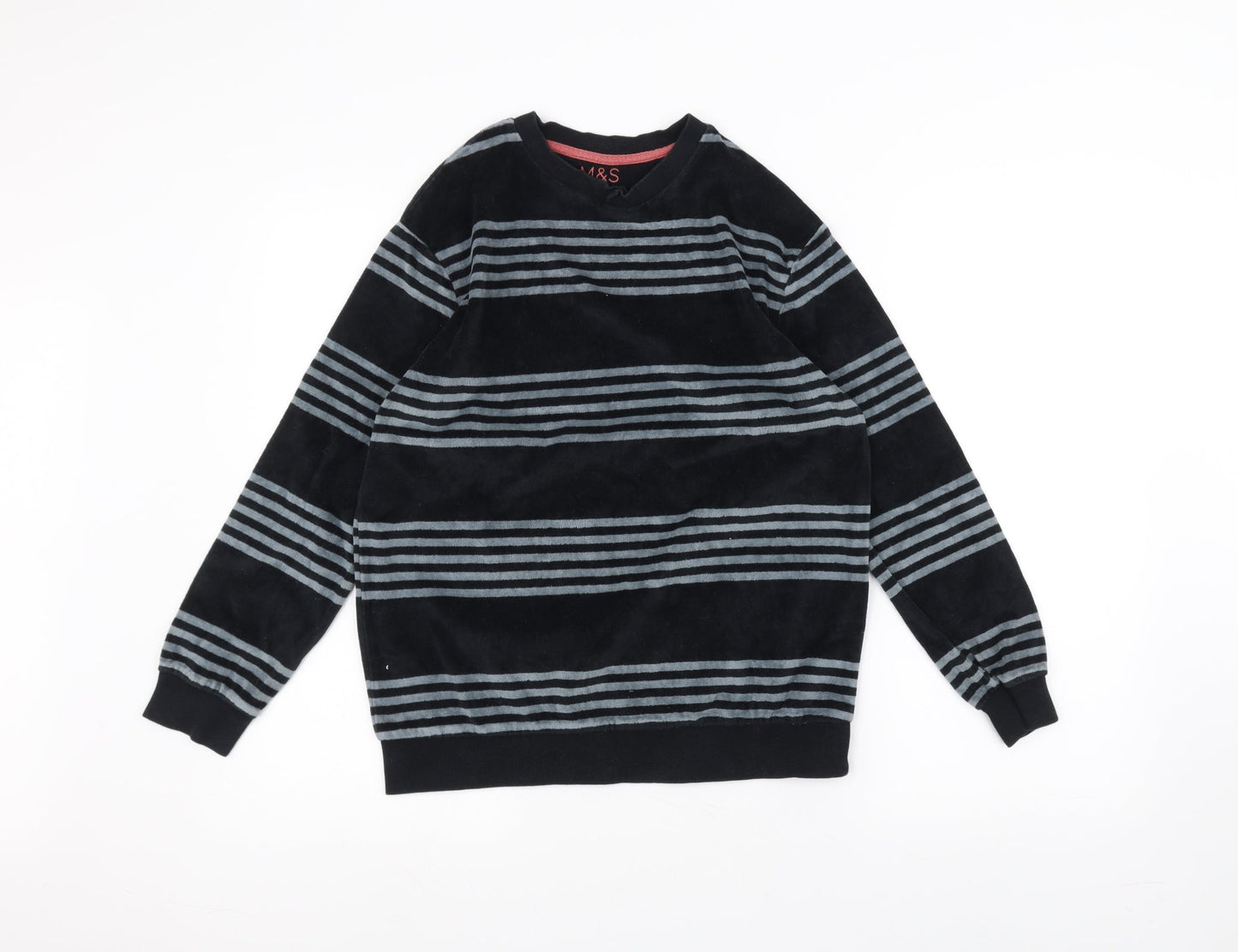 Marks and Spencer Girls Black Striped  Pullover Jumper Size 12-13 Years