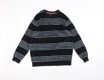 Marks and Spencer Girls Black Striped  Pullover Jumper Size 12-13 Years
