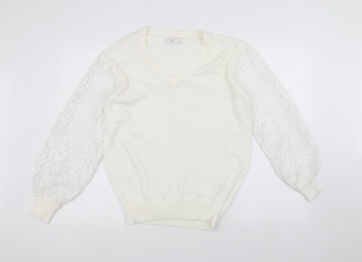 Cotton Traders Womens White   Pullover Jumper Size 12