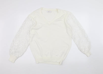 Cotton Traders Womens White   Pullover Jumper Size 12