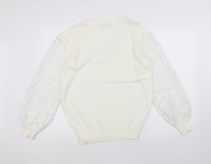 Cotton Traders Womens White   Pullover Jumper Size 12