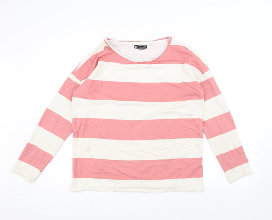 Avenue Womens White Striped  Pullover Jumper Size 12