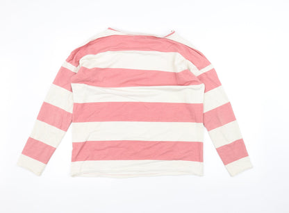 Avenue Womens White Striped  Pullover Jumper Size 12