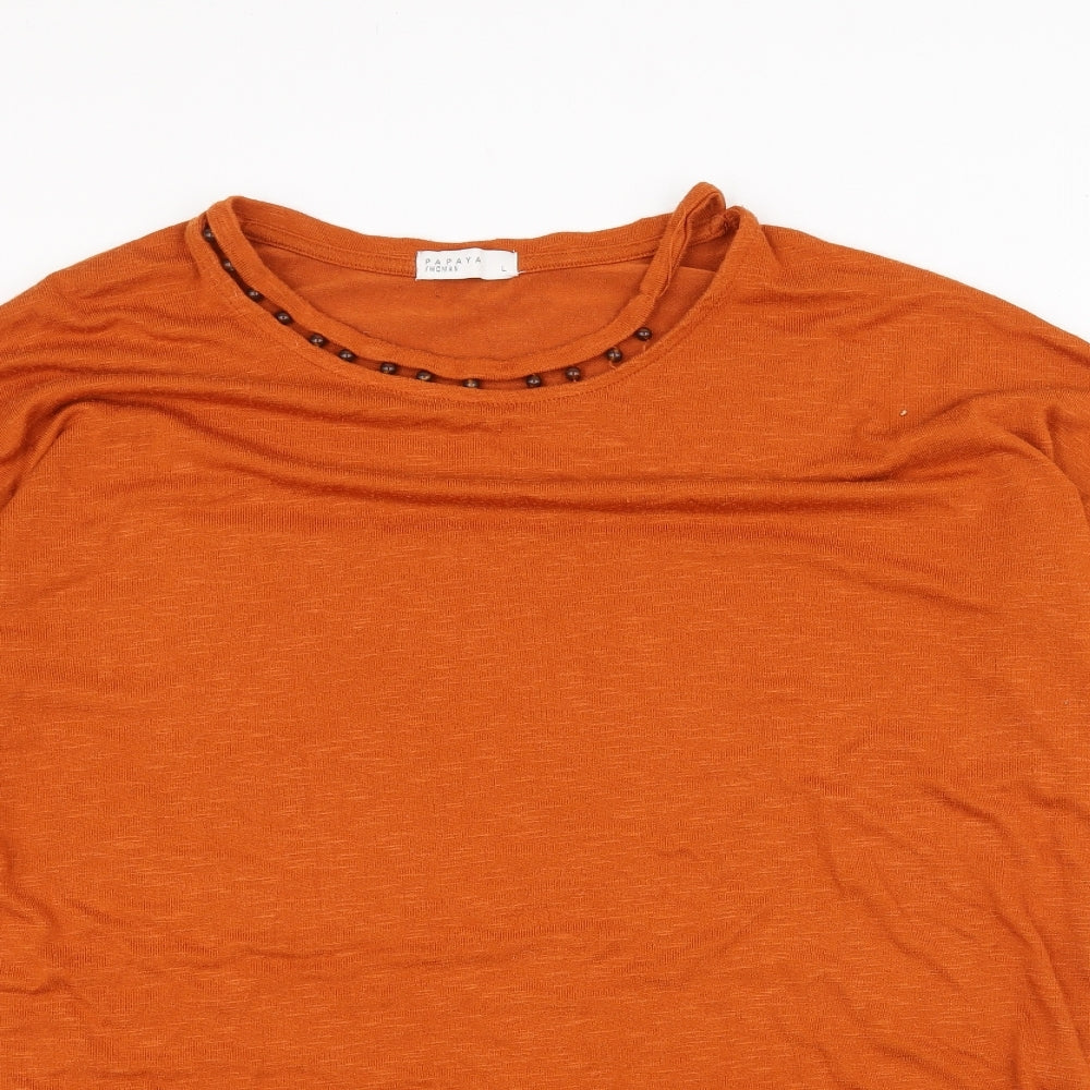 Papaya Womens Orange   Basic T-Shirt Size L