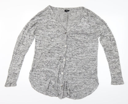 Preworn Womens Grey Striped  Cardigan Jumper Size M