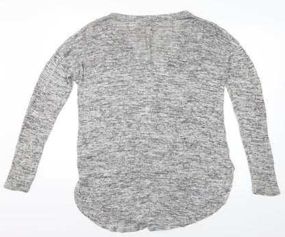 Preworn Womens Grey Striped  Cardigan Jumper Size M