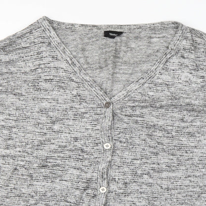 Preworn Womens Grey Striped  Cardigan Jumper Size M