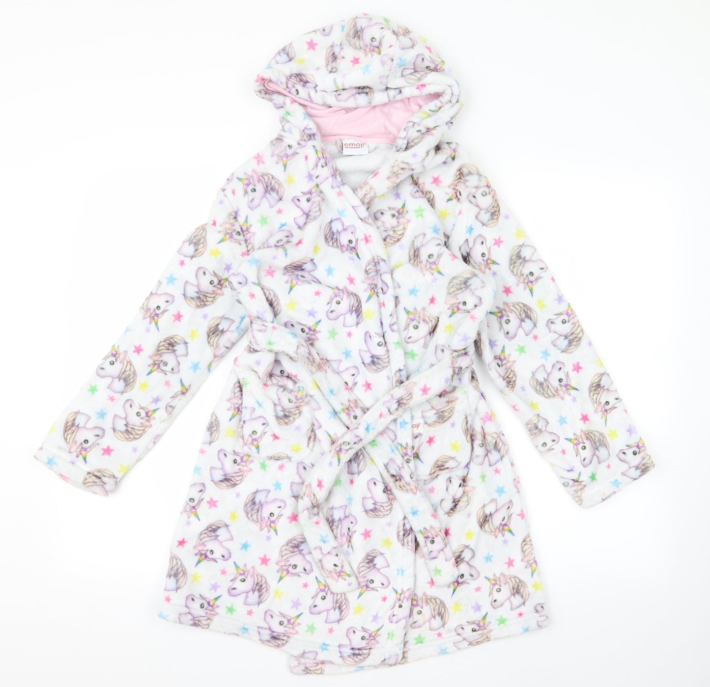 Emoji Girls Grey Animal Print  Top Robe Size M  - Unicorn