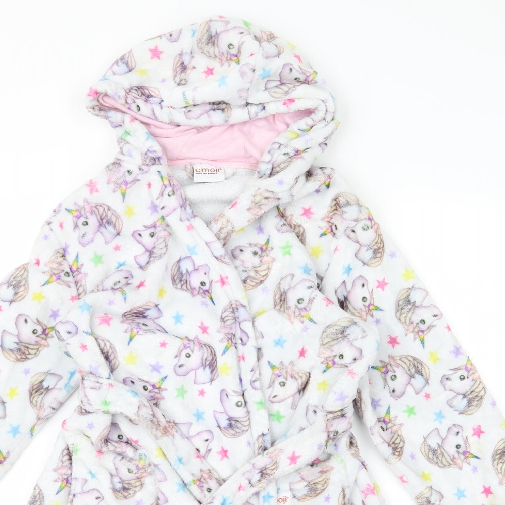 Emoji Girls Grey Animal Print  Top Robe Size M  - Unicorn