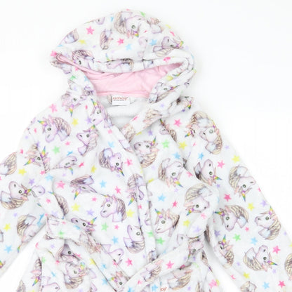Emoji Girls Grey Animal Print  Top Robe Size M  - Unicorn