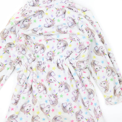 Emoji Girls Grey Animal Print  Top Robe Size M  - Unicorn