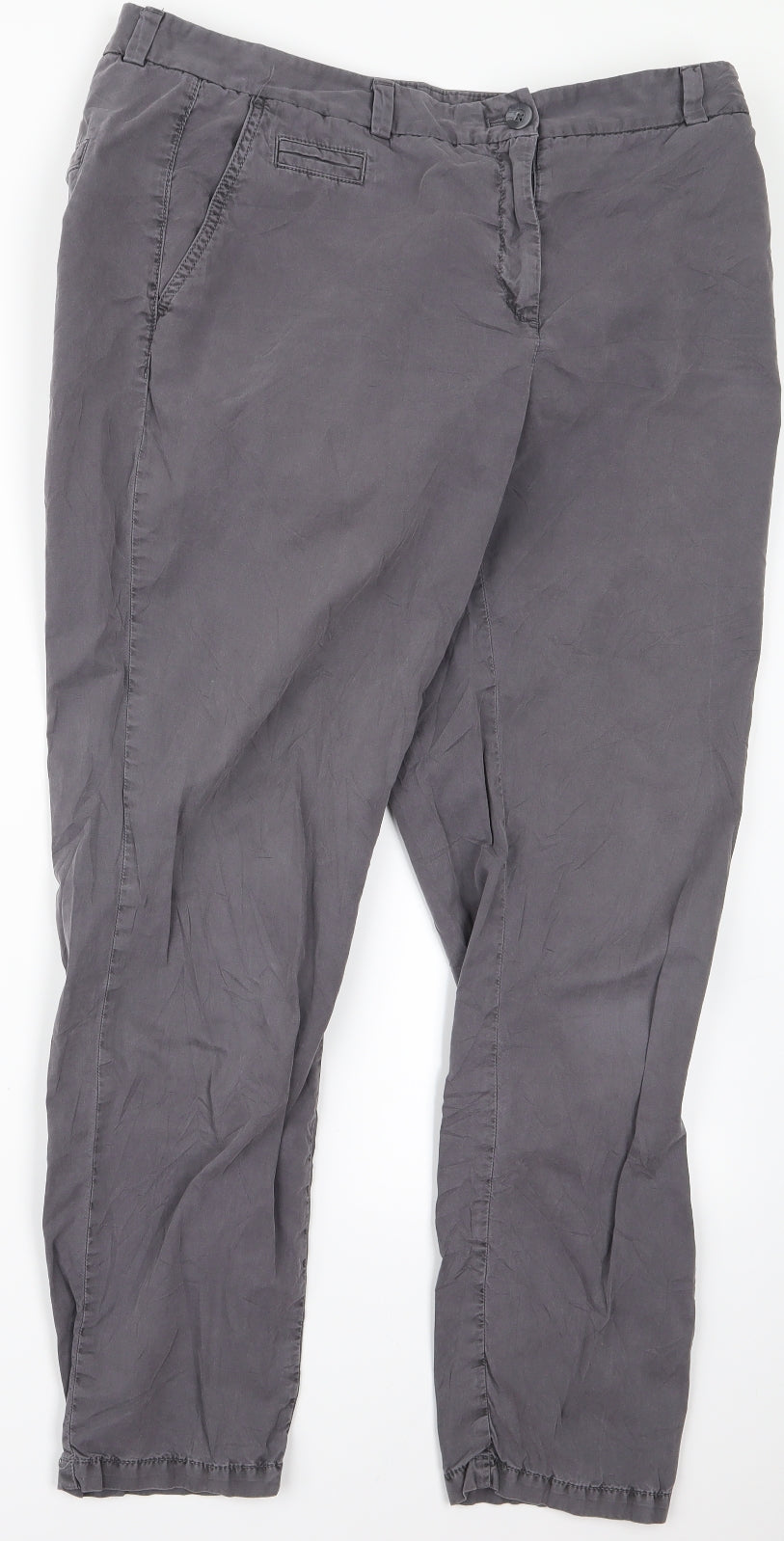 m&s Womens Grey Geometric  Trousers  Size 14 L20 in