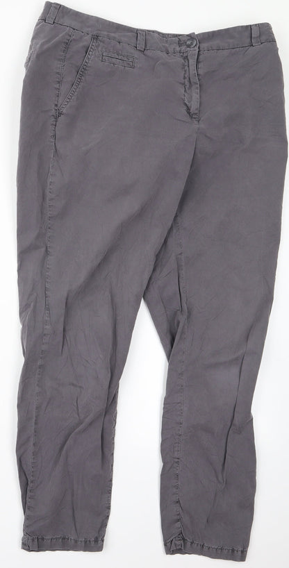 m&s Womens Grey Geometric  Trousers  Size 14 L20 in