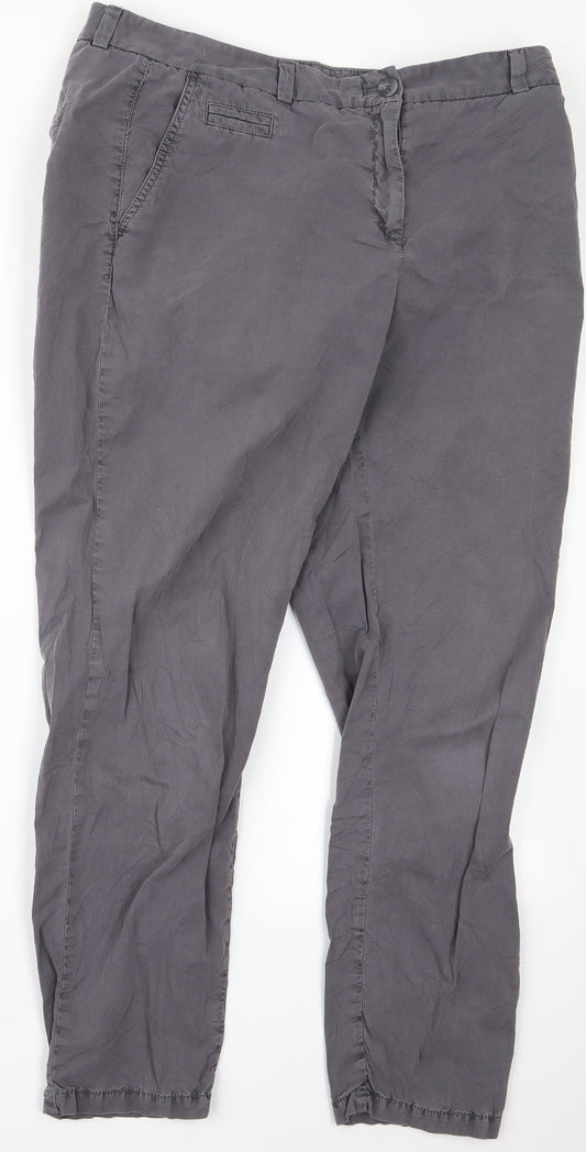 m&s Womens Grey Geometric  Trousers  Size 14 L20 in
