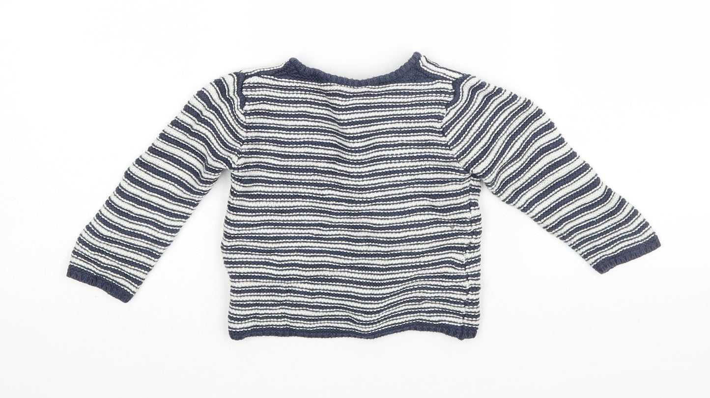 M&S Baby Blue Striped  Cardigan Jumper Size 9-12 Months