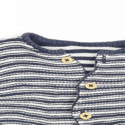 M&S Baby Blue Striped  Cardigan Jumper Size 9-12 Months