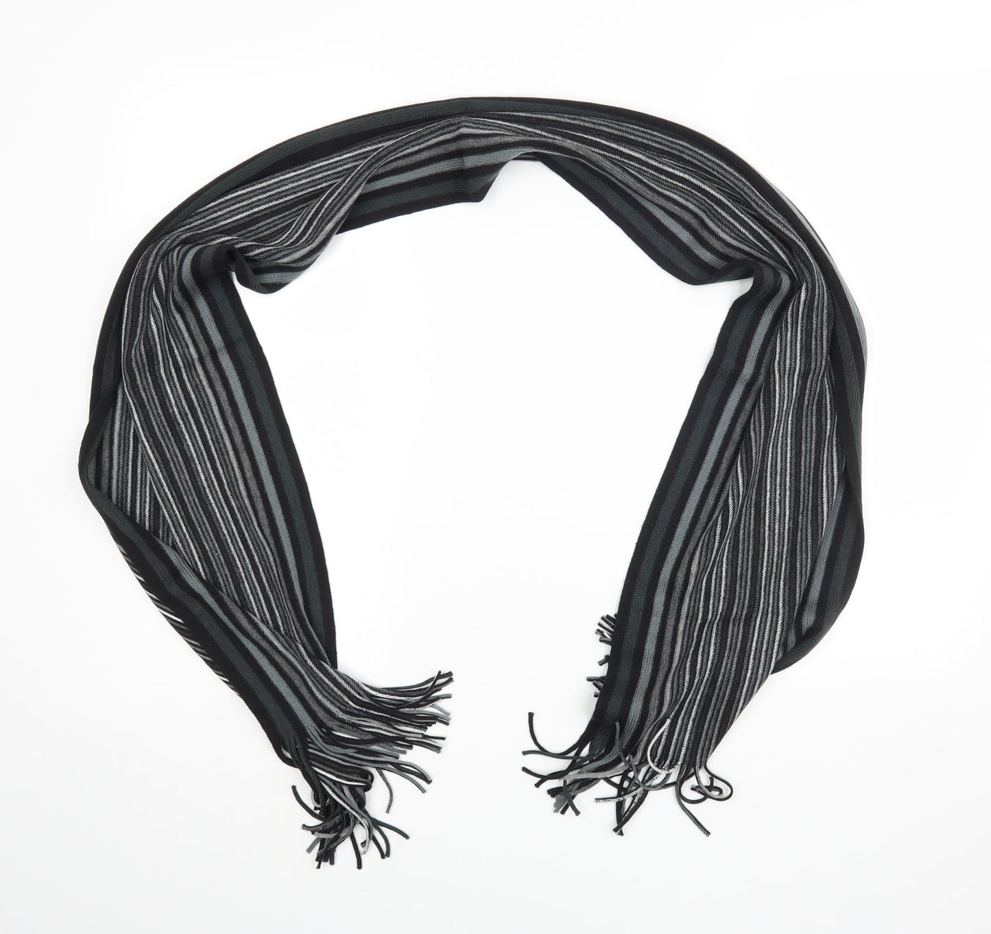 Preworn Unisex Black Striped   Scarf