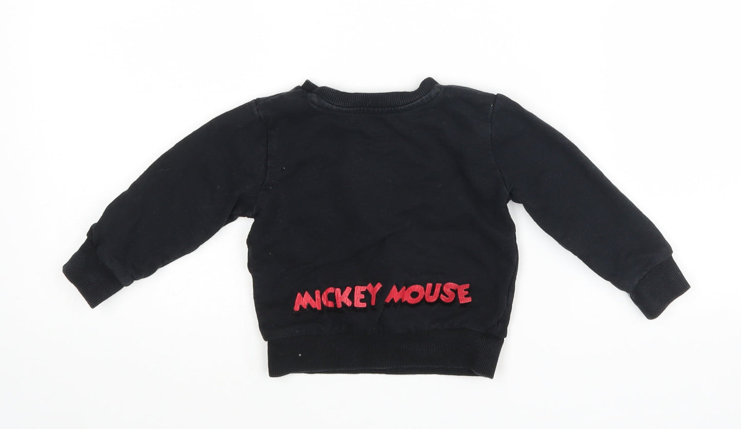 Primark Disney Baby Black   Pullover Jumper Size 9-12 Months  - MICKEY MOUSE
