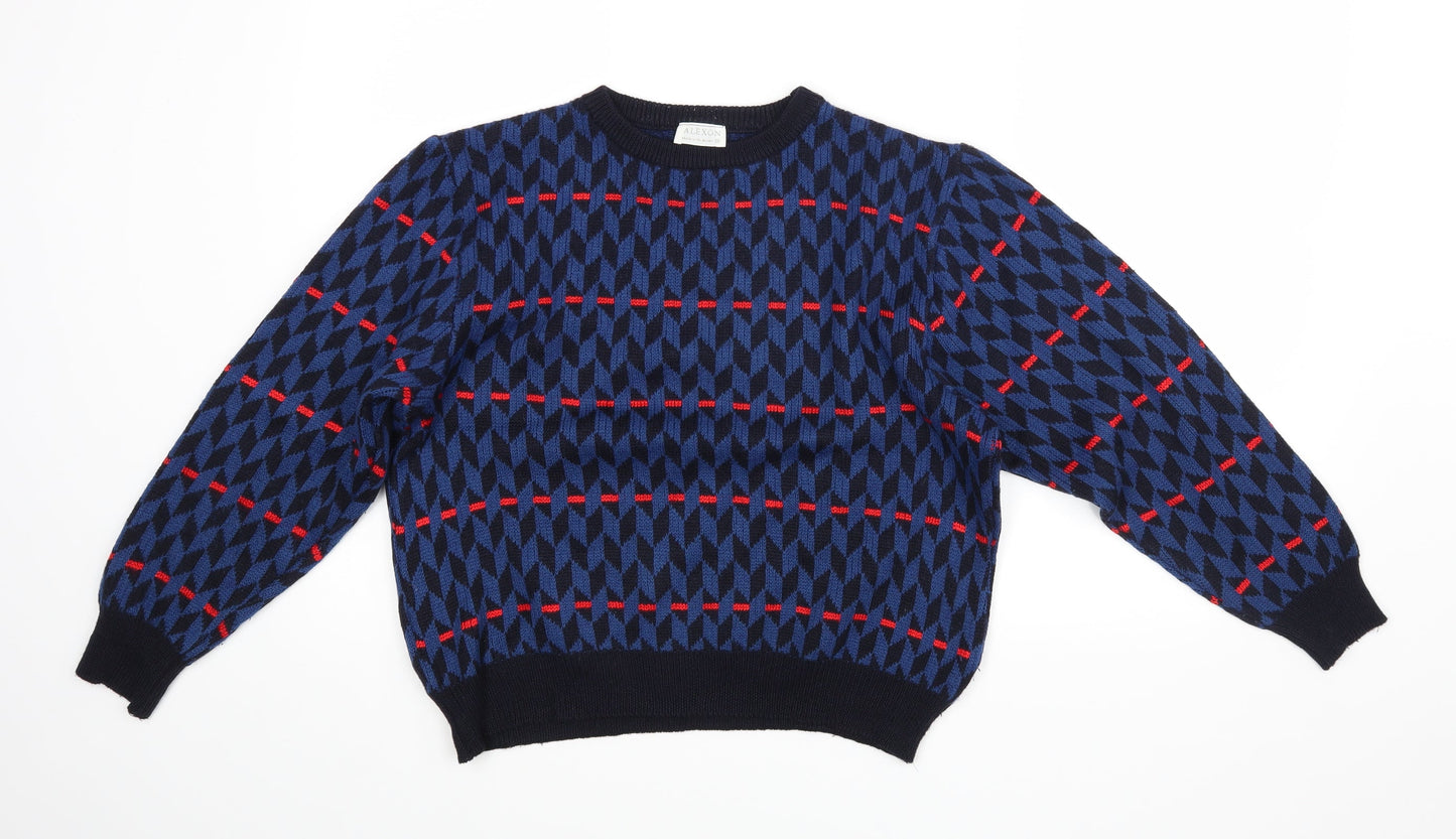 Preworn Boys Blue Geometric  Pullover Jumper
