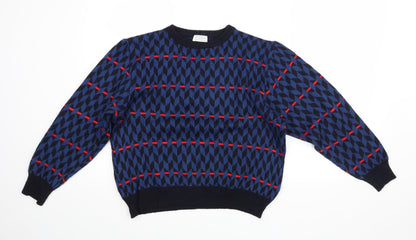 Preworn Boys Blue Geometric  Pullover Jumper