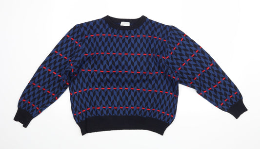 Preworn Boys Blue Geometric  Pullover Jumper