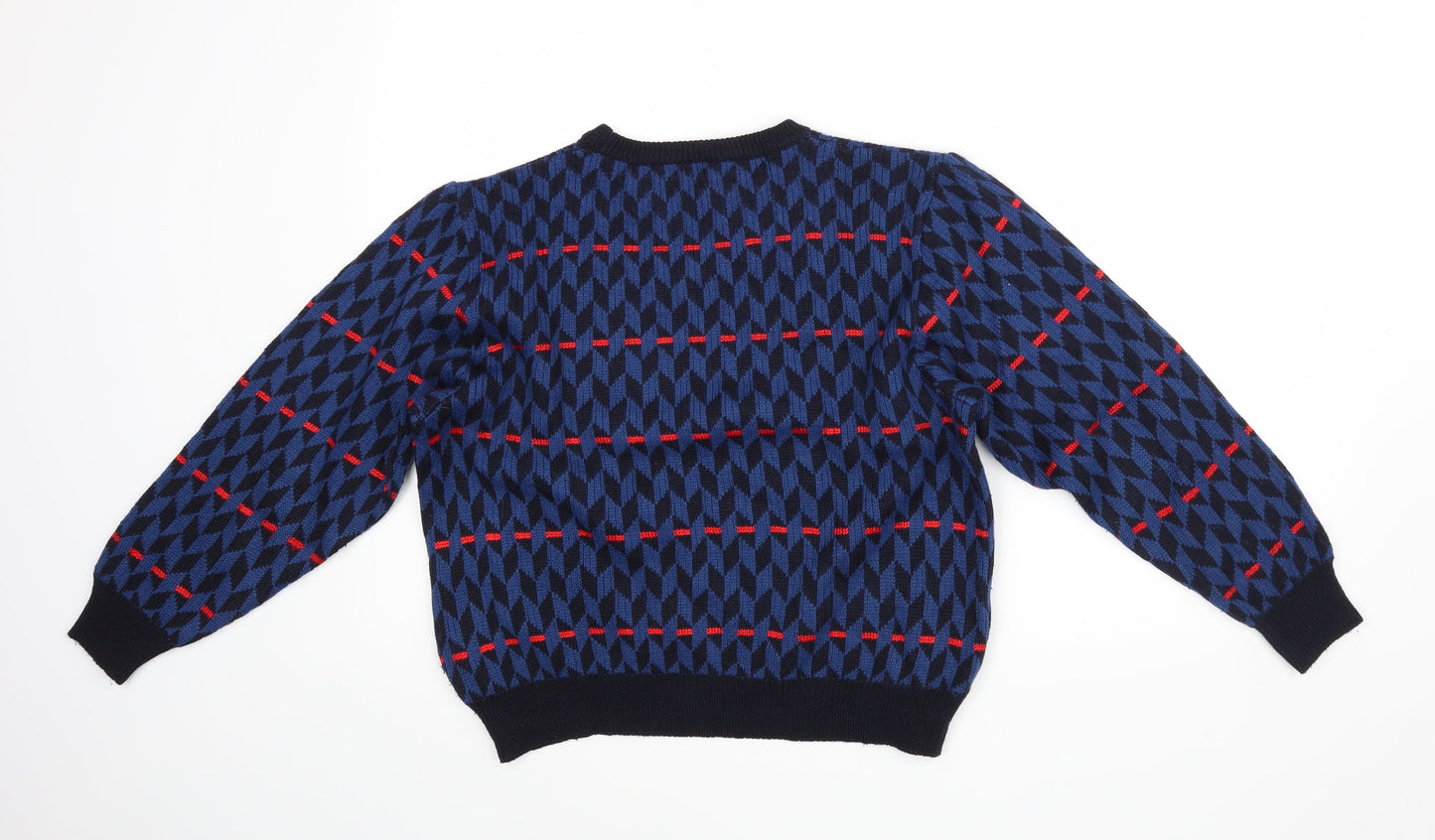 Preworn Boys Blue Geometric  Pullover Jumper