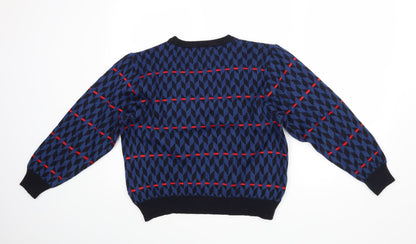 Preworn Boys Blue Geometric  Pullover Jumper
