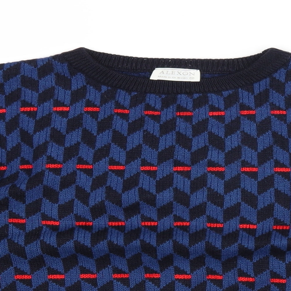 Preworn Boys Blue Geometric  Pullover Jumper