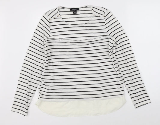 Atmosphere Womens White Striped  Pullover Jumper Size 12
