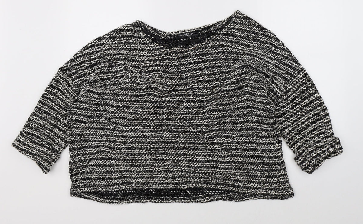 Front view of Atmosphere women’s multicoloured striped jumper, size S