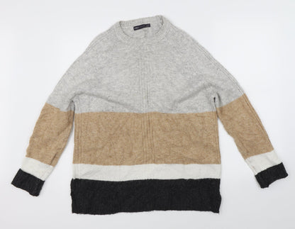 Marks & Spencer Womens Grey Striped  Pullover Jumper Size M