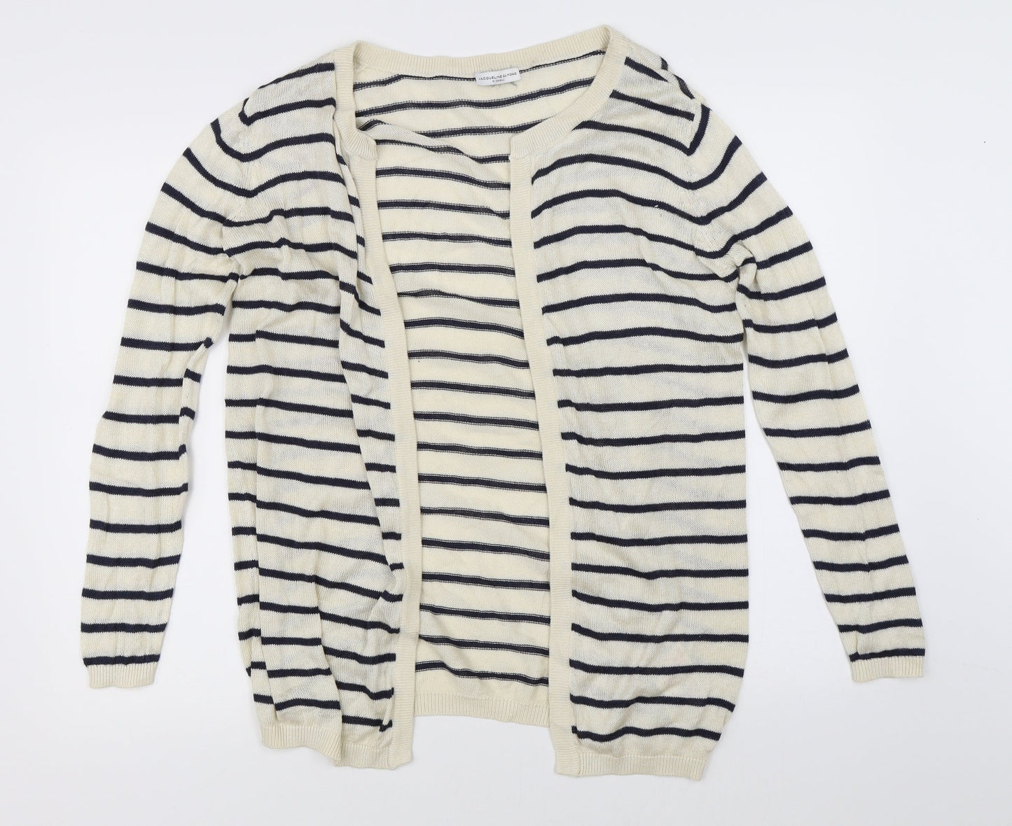 Jaqueline de Yong Womens Beige Striped  Cardigan Jumper Size XS