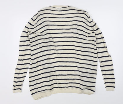 Jaqueline de Yong Womens Beige Striped  Cardigan Jumper Size XS