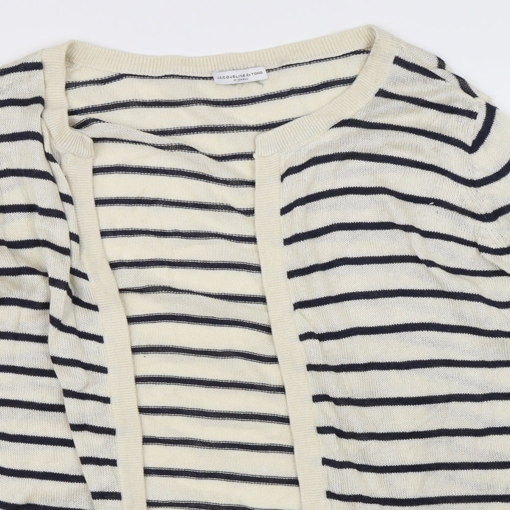 Jaqueline de Yong Womens Beige Striped  Cardigan Jumper Size XS