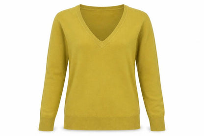 Front view of Atmosphere women’s yellow knit jumper, size UK 14