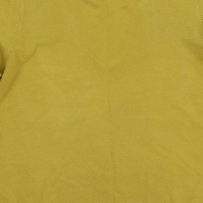 Brand and care label for Atmosphere women’s yellow knit jumper, size UK 14