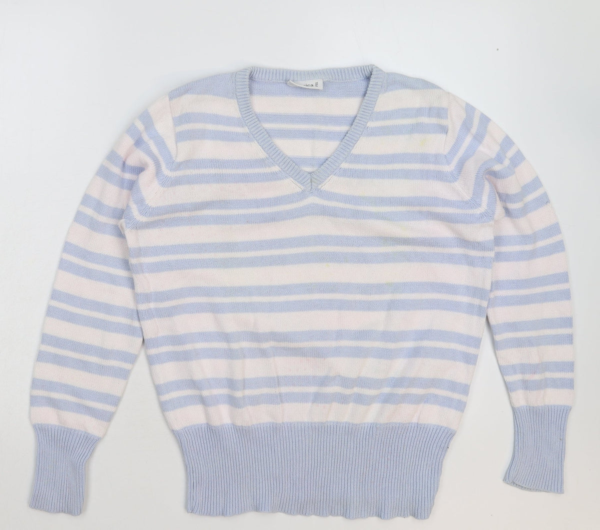 Additional front view of C&A women’s multicoloured striped knit jumper, size L