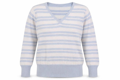 Front view of C&A women’s multicoloured striped knit jumper, size L
