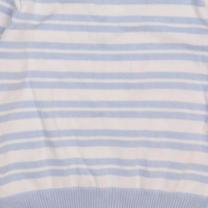 Brand and care label for C&A women’s multicoloured striped knit jumper, size L