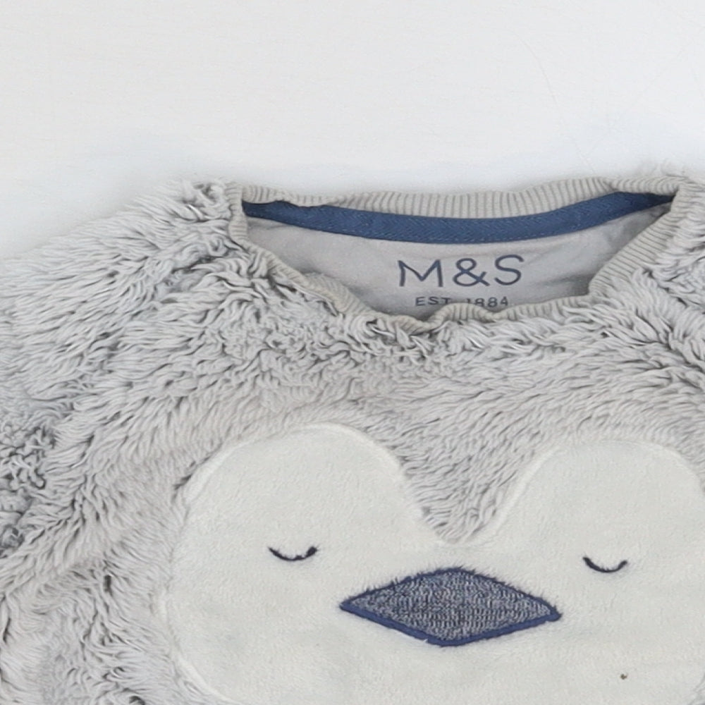 Marks & Spencer Girls Grey Solid  Top Pyjama Top Size 2-3 Years