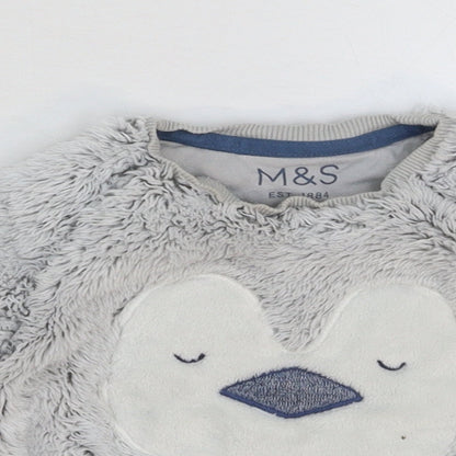 Marks & Spencer Girls Grey Solid  Top Pyjama Top Size 2-3 Years