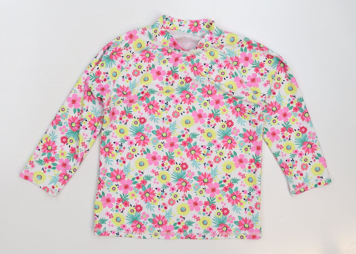 TU Girls White Floral  Basic T-Shirt Size 12 Years